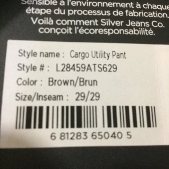 NWT Silver Jeans Co. Cargo Utility pants high rise straight leg brown 29W 29L - Picture 6 of 7